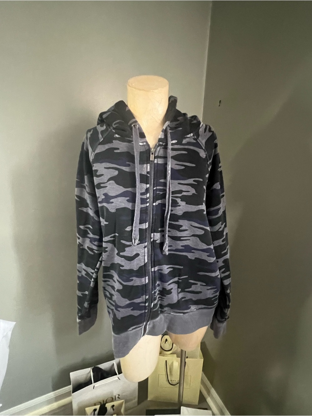 Gray & Black Camo Zip-Up Hoodie